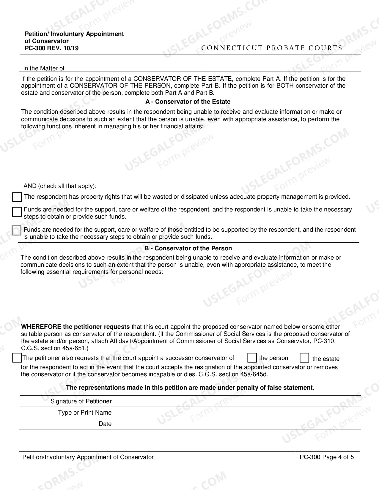 Preview Petition for Appointment of Conservator
