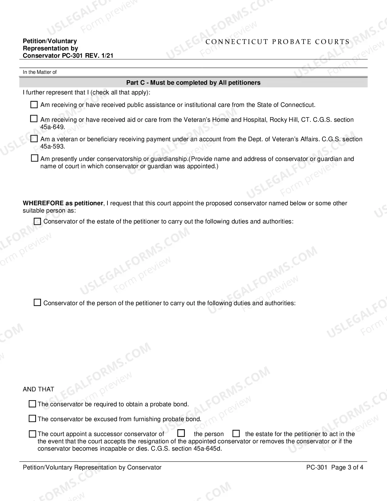 Preview Petition for Voluntary Representation by Conservator