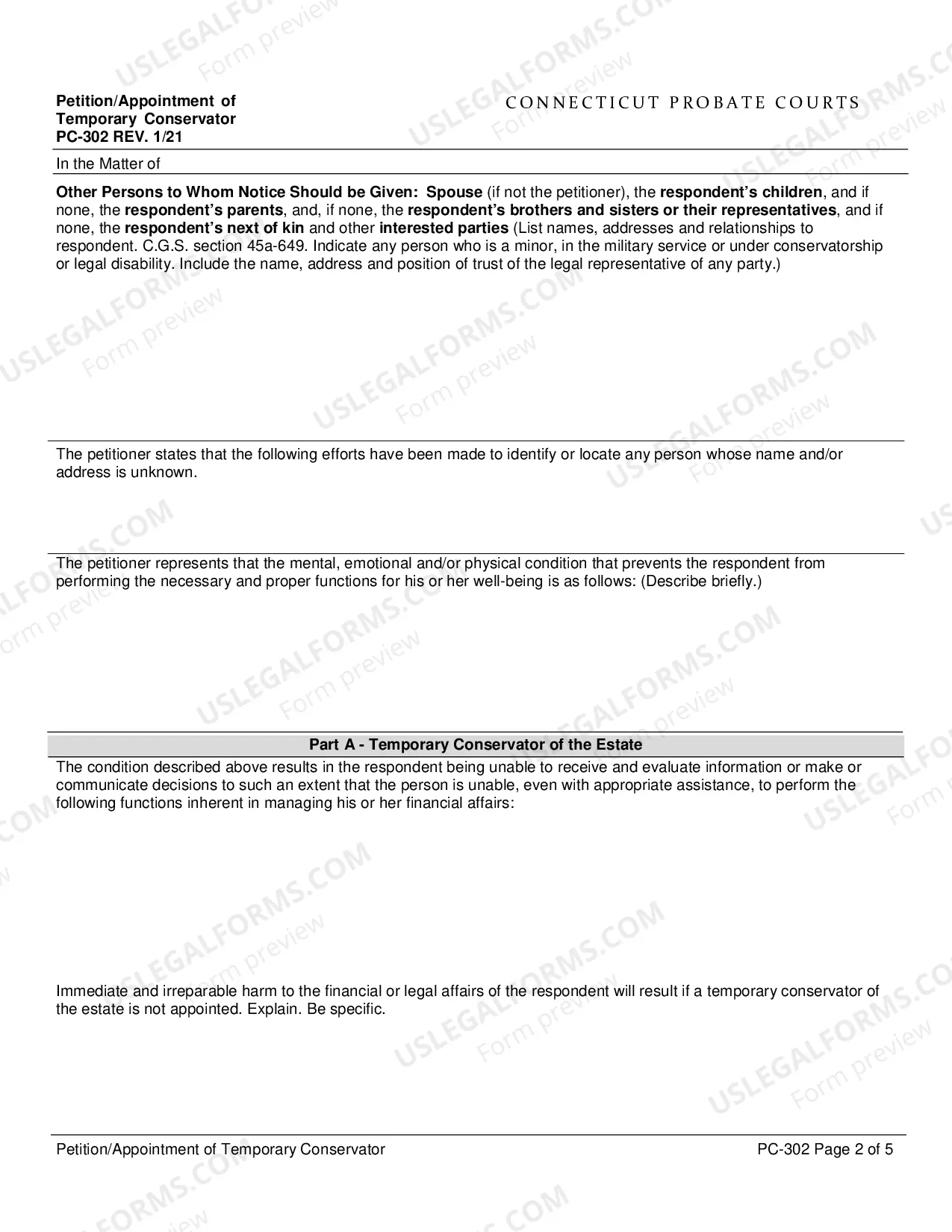 Preview Petition/Appointment of Temporary Conservator