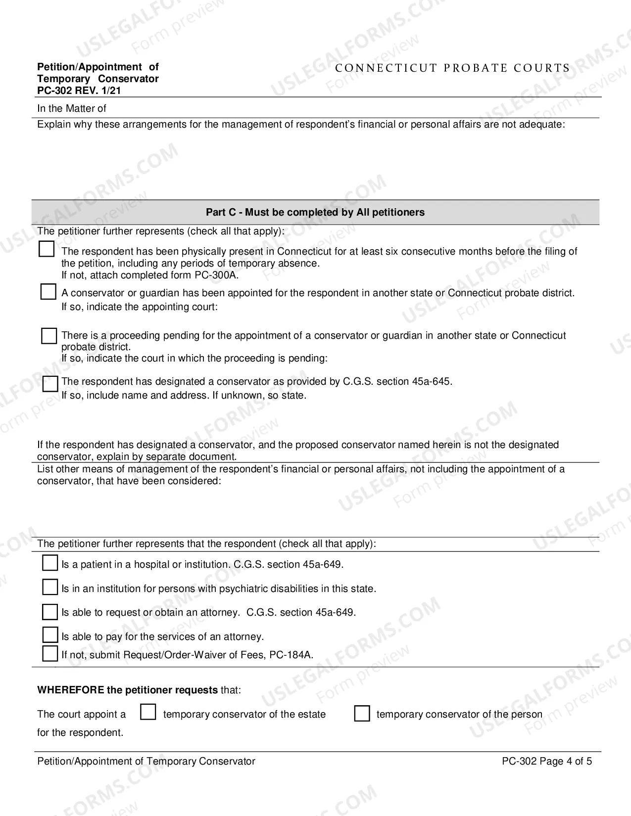 Preview Petition/Appointment of Temporary Conservator