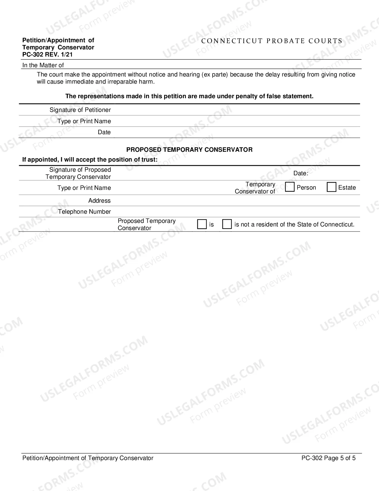 Preview Petition/Appointment of Temporary Conservator