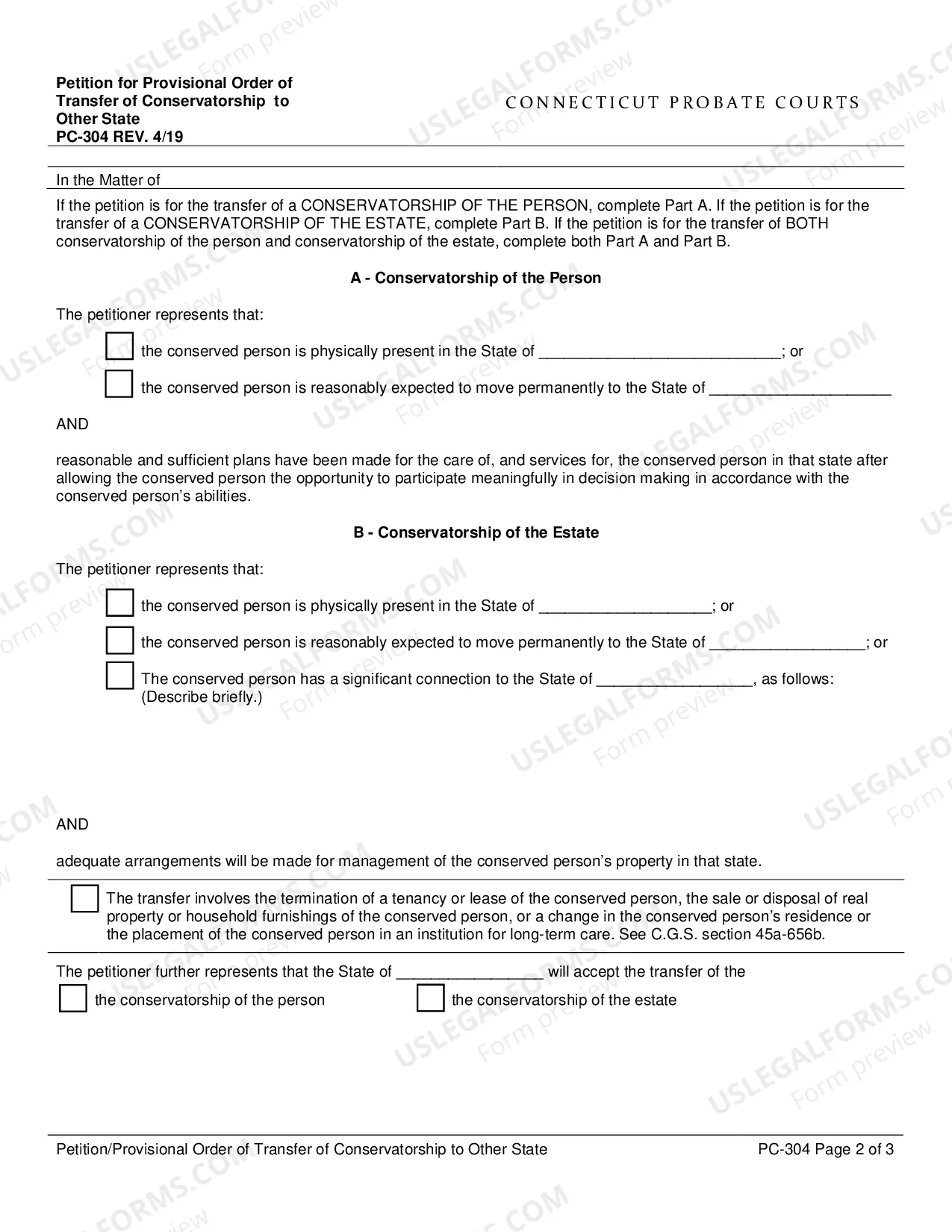 Preview Petition for Provisional Order of Transfer of Conservatorship to Other State