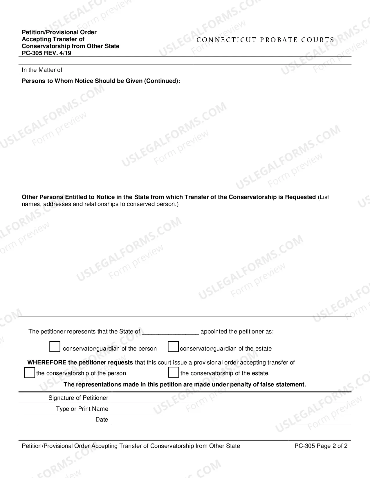 Preview Petition for Provisional Order Accepting Transfer of Conservatorship from Other State