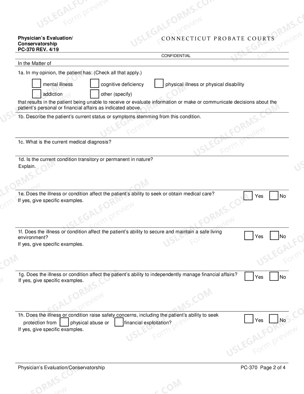 Preview Physician's Evaluation/Conservatorship