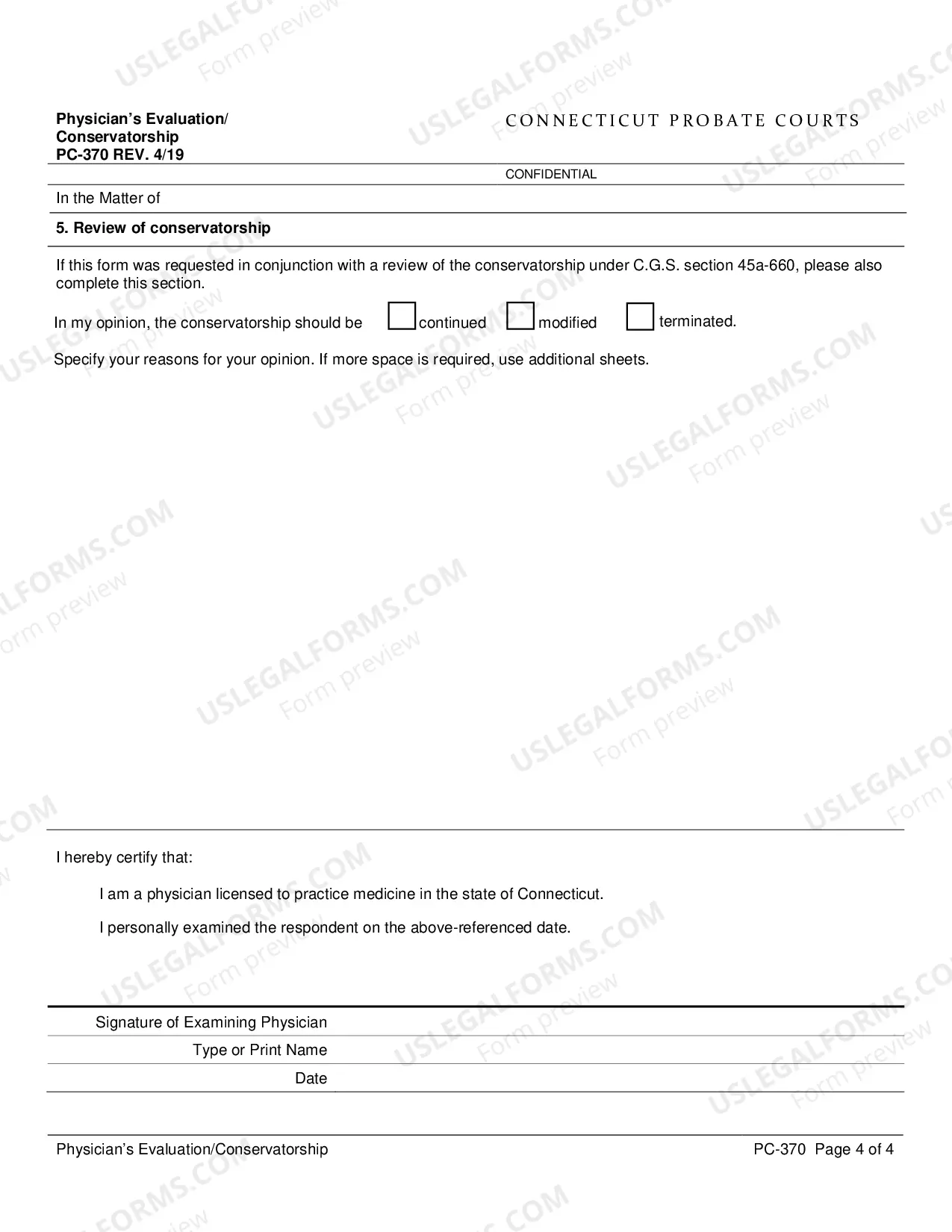 Preview Physician's Evaluation/Conservatorship
