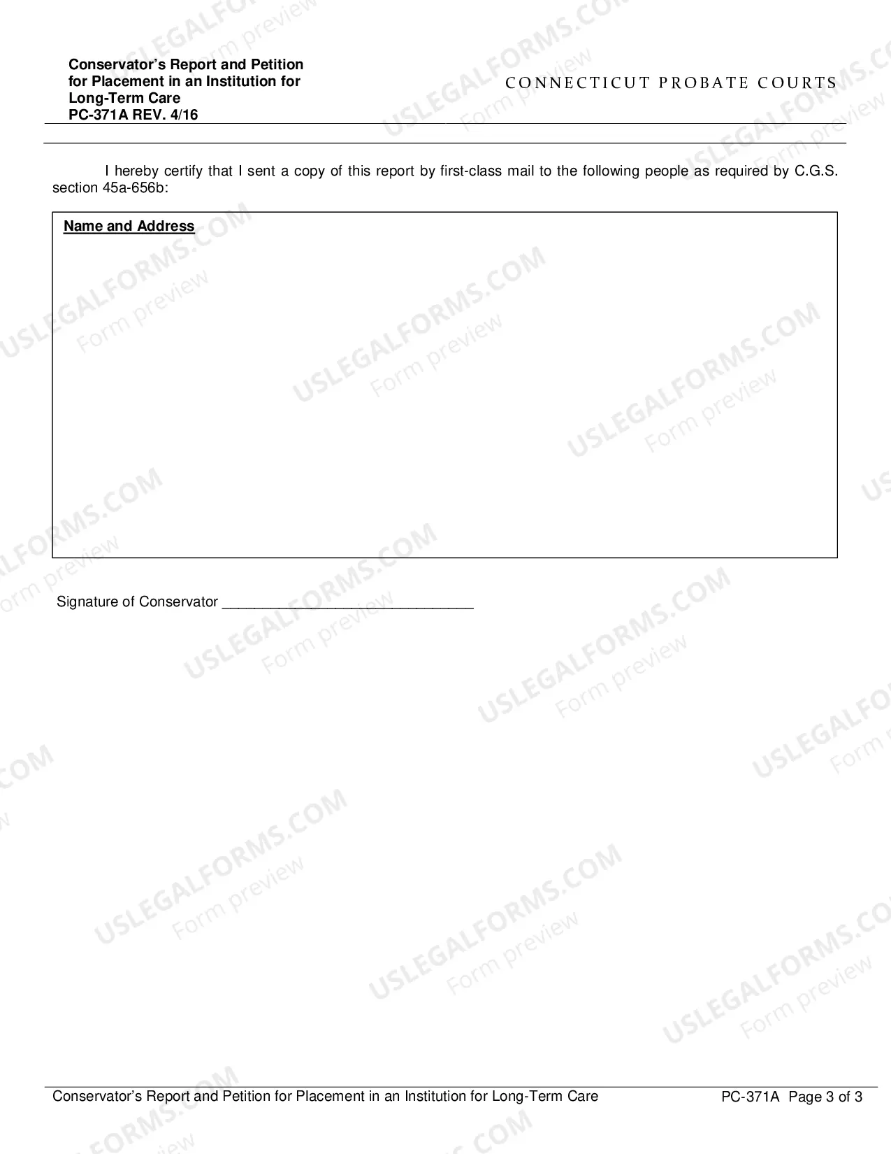 Preview Conservator's Report/Placement or Request for Hearing on Placement