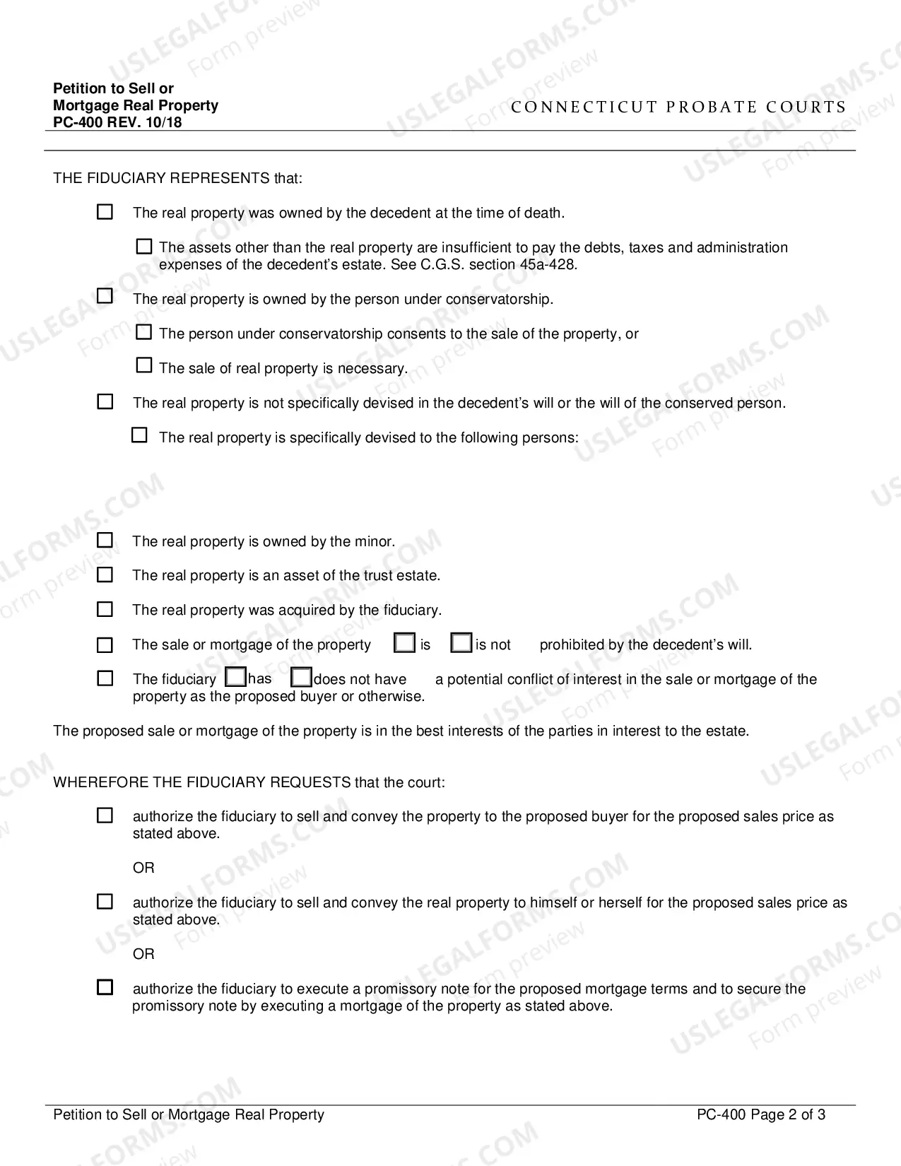 Preview Application to Sell or Mortgage Property (Print on legal-size paper only.)