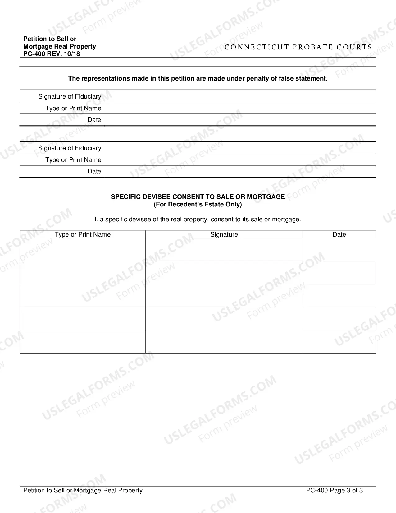 Preview Application to Sell or Mortgage Property (Print on legal-size paper only.)