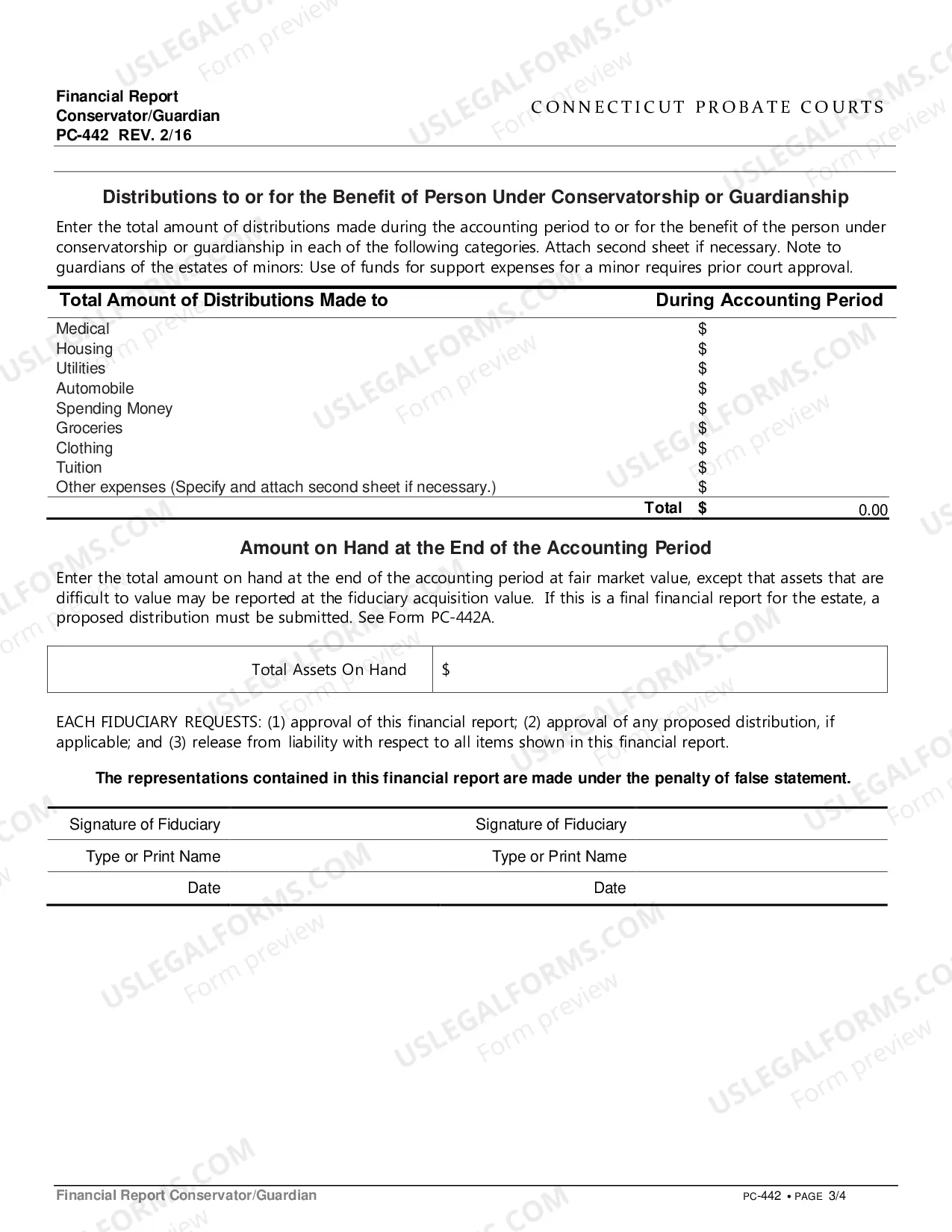 Preview Financial Report Conservator/Guardian