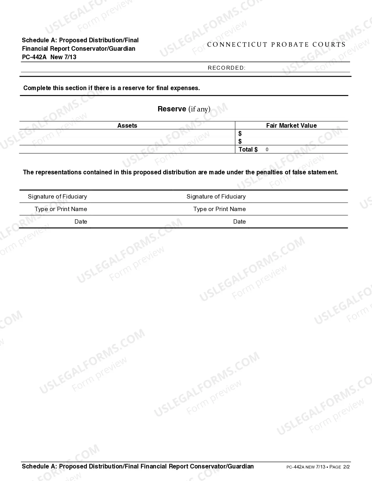 Preview Schedule A: Proposed Distribution/Final Financial Report Conservator/Guardian