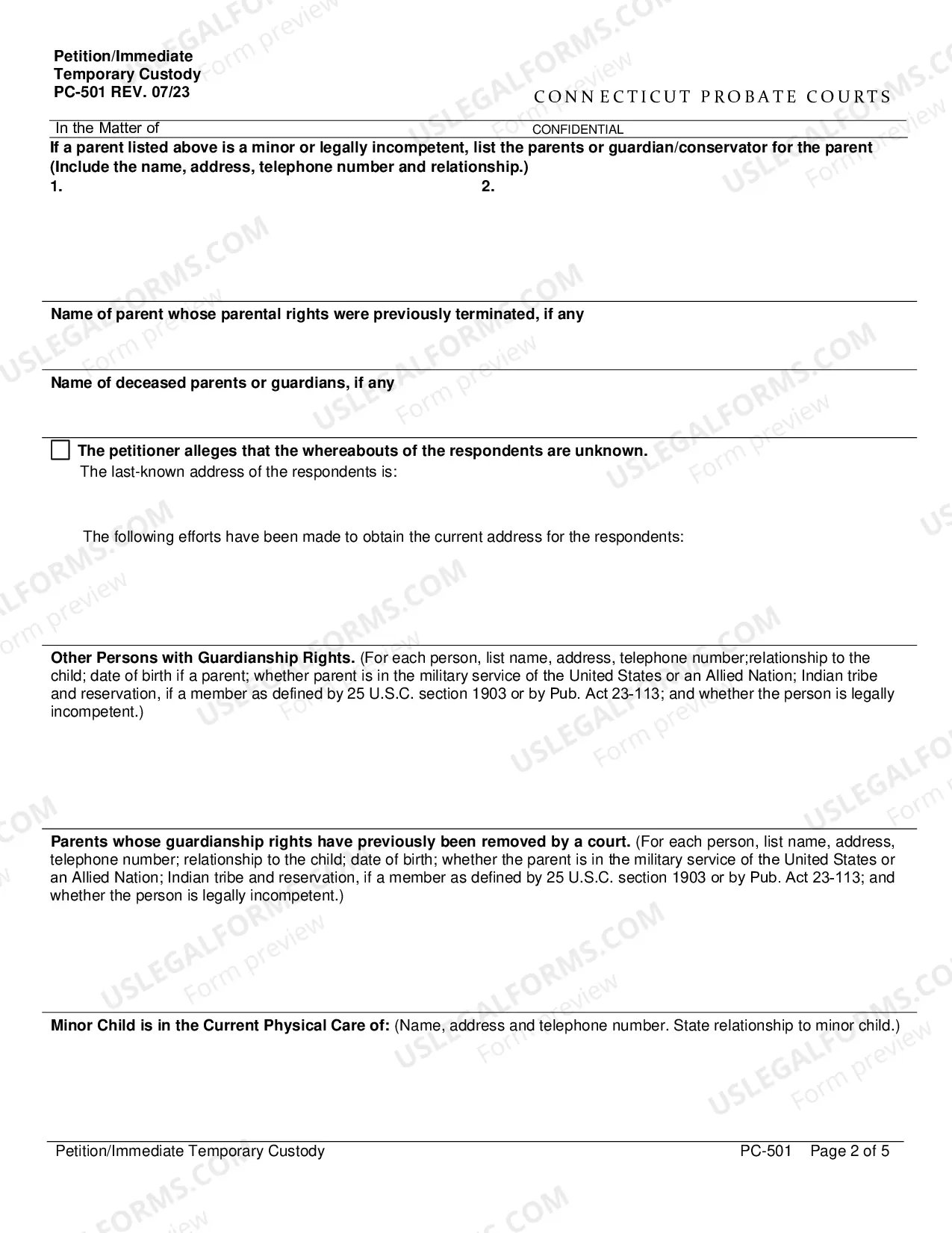 Preview Petition/Immediate Temporary Custody