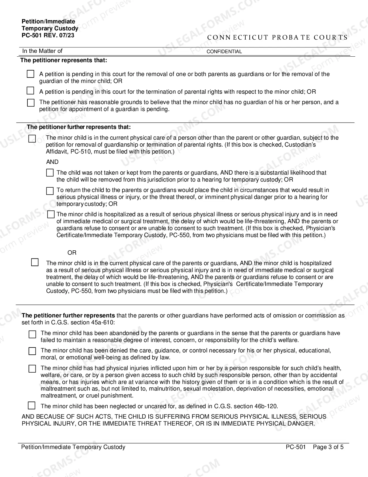 Preview Petition/Immediate Temporary Custody