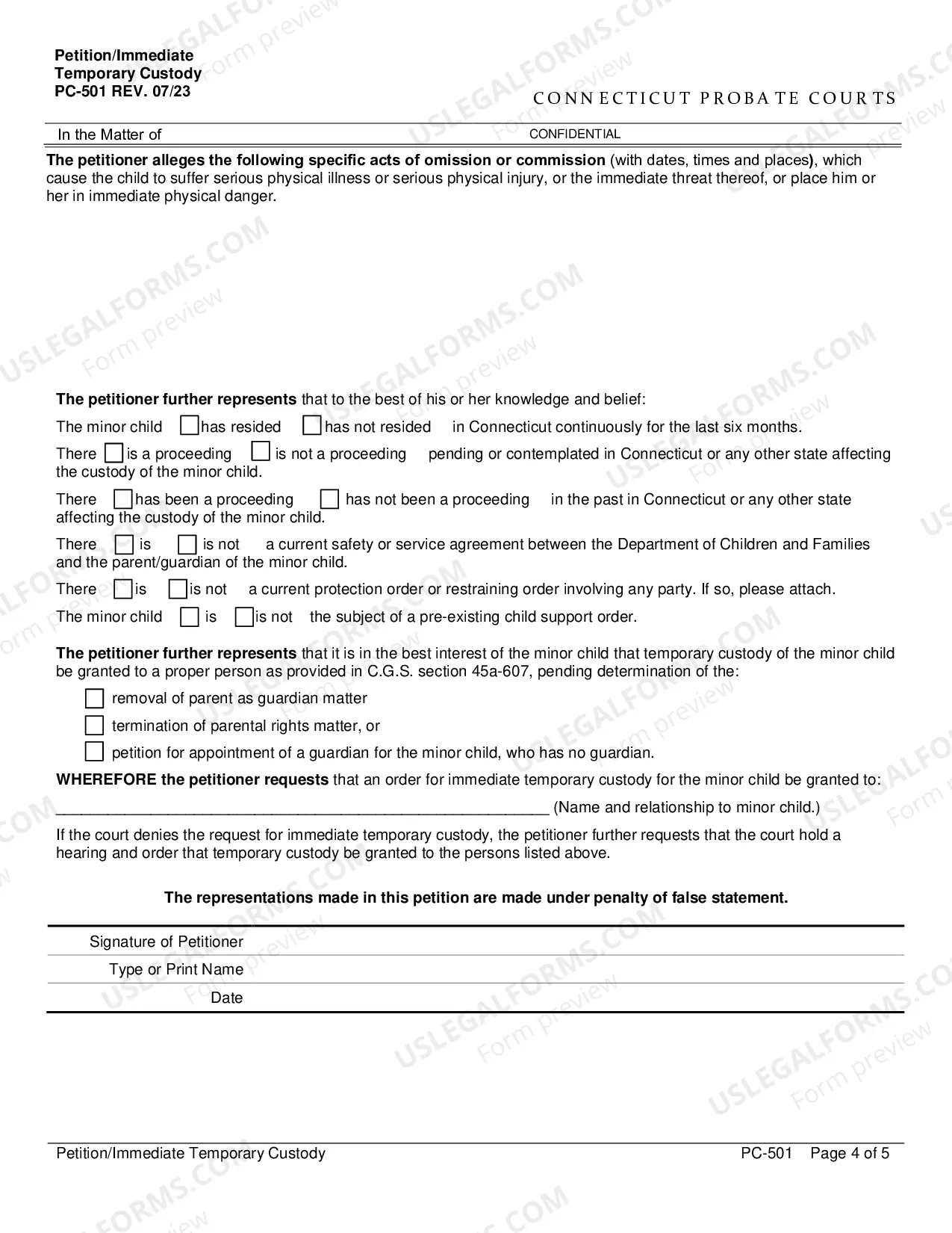 Preview Petition/Immediate Temporary Custody