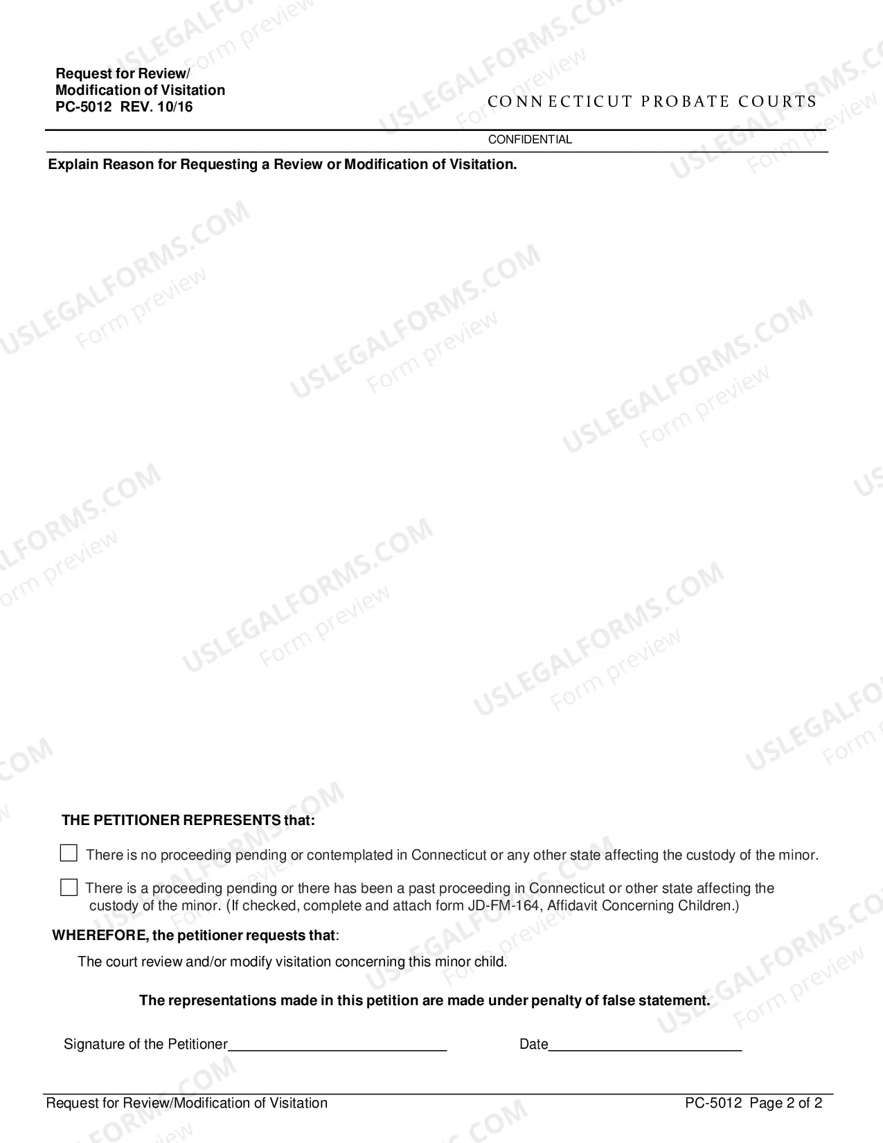 Preview Request for Review/Modification of Visitation
