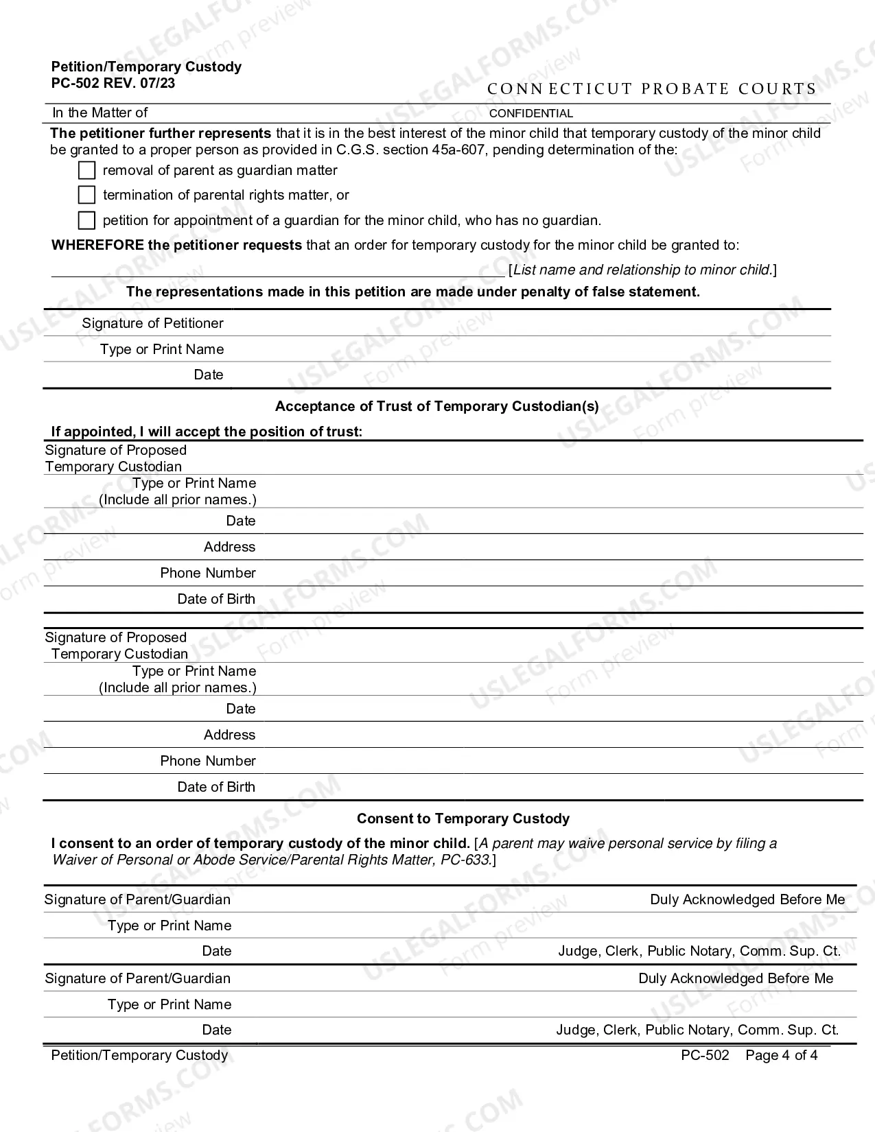 Preview Petition/Temporary Custody