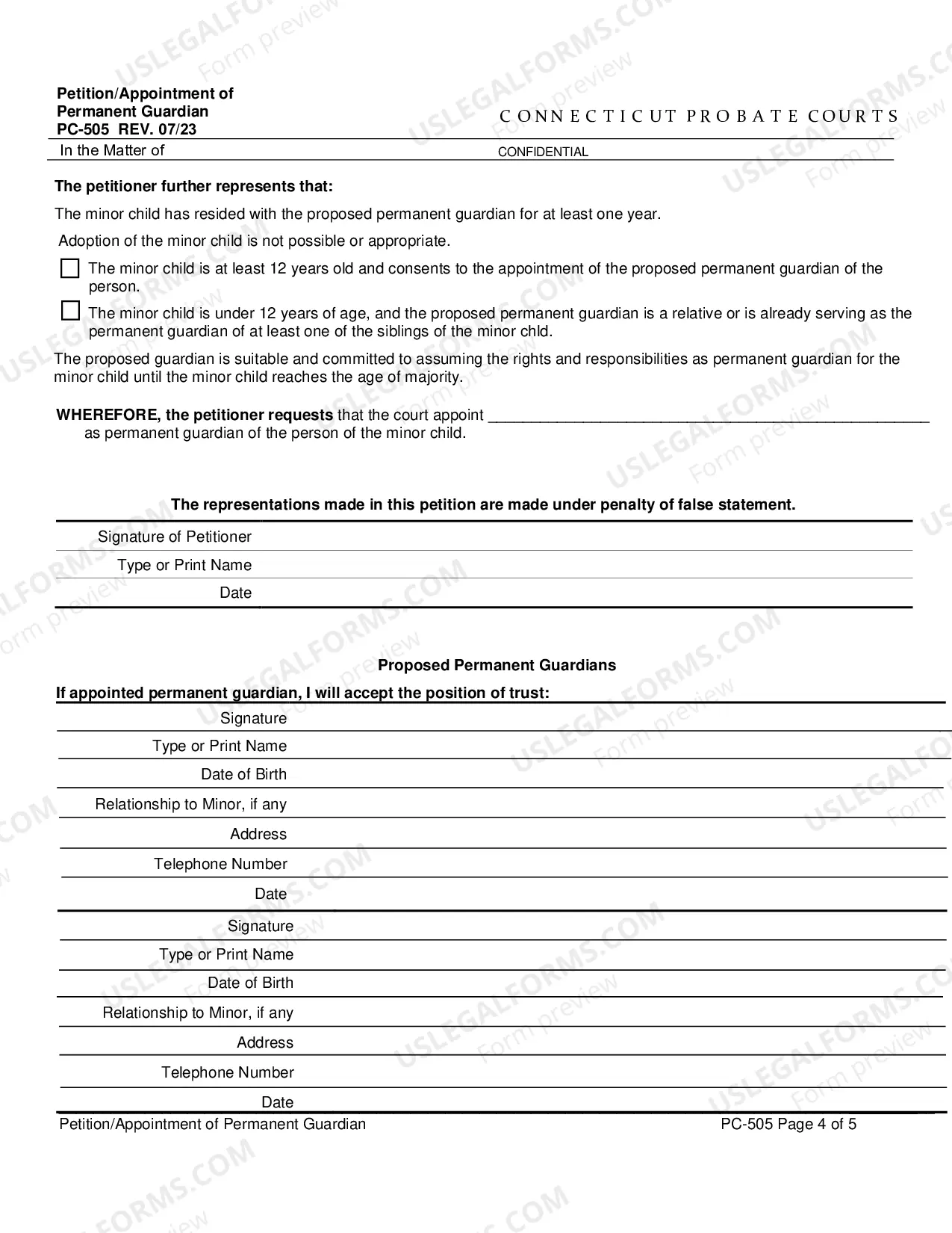 Preview Petition/Appointment of Permanent Guardian