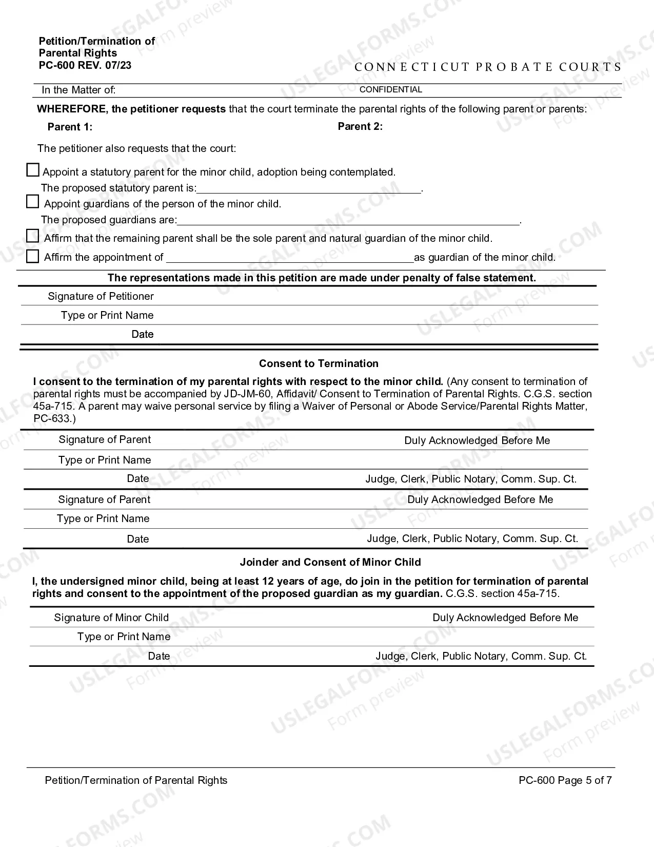 Preview Petition/Termination of Parental Rights