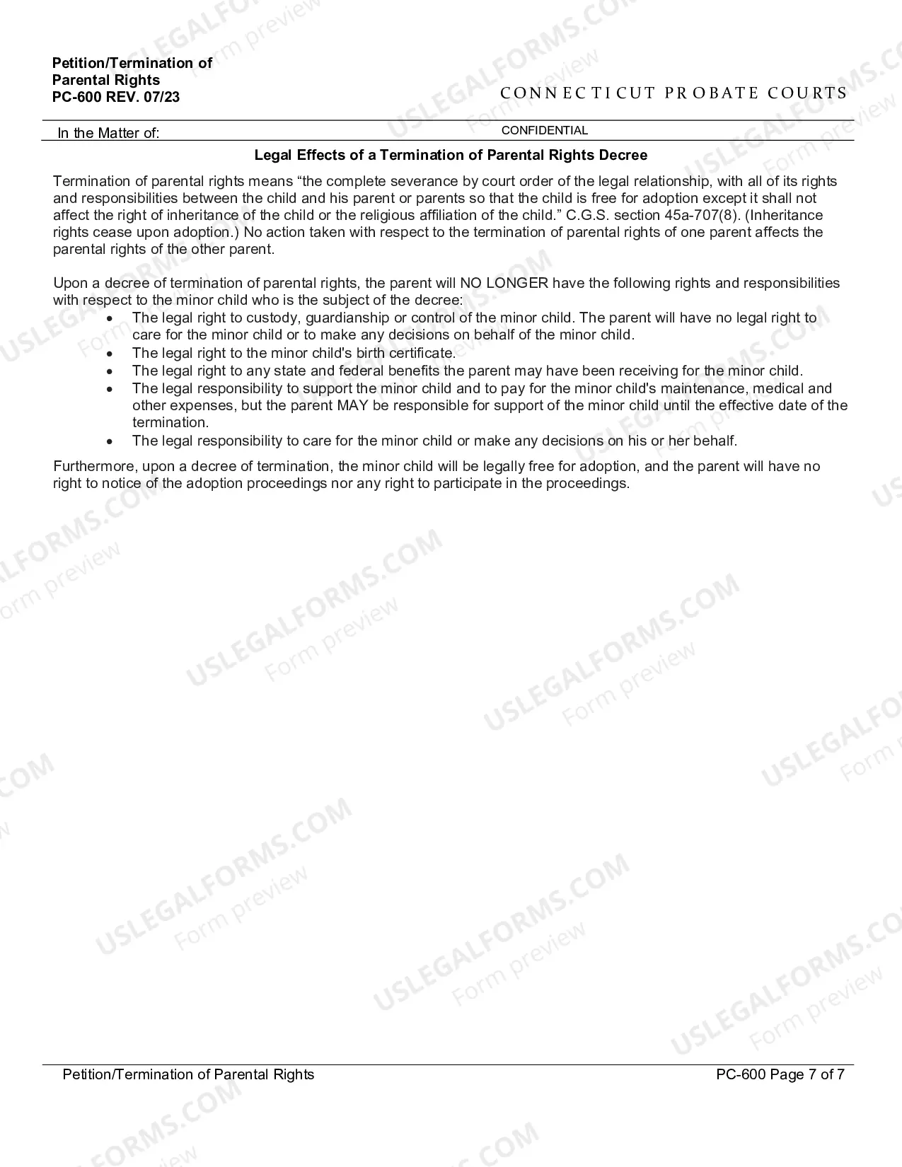 Preview Petition/Termination of Parental Rights