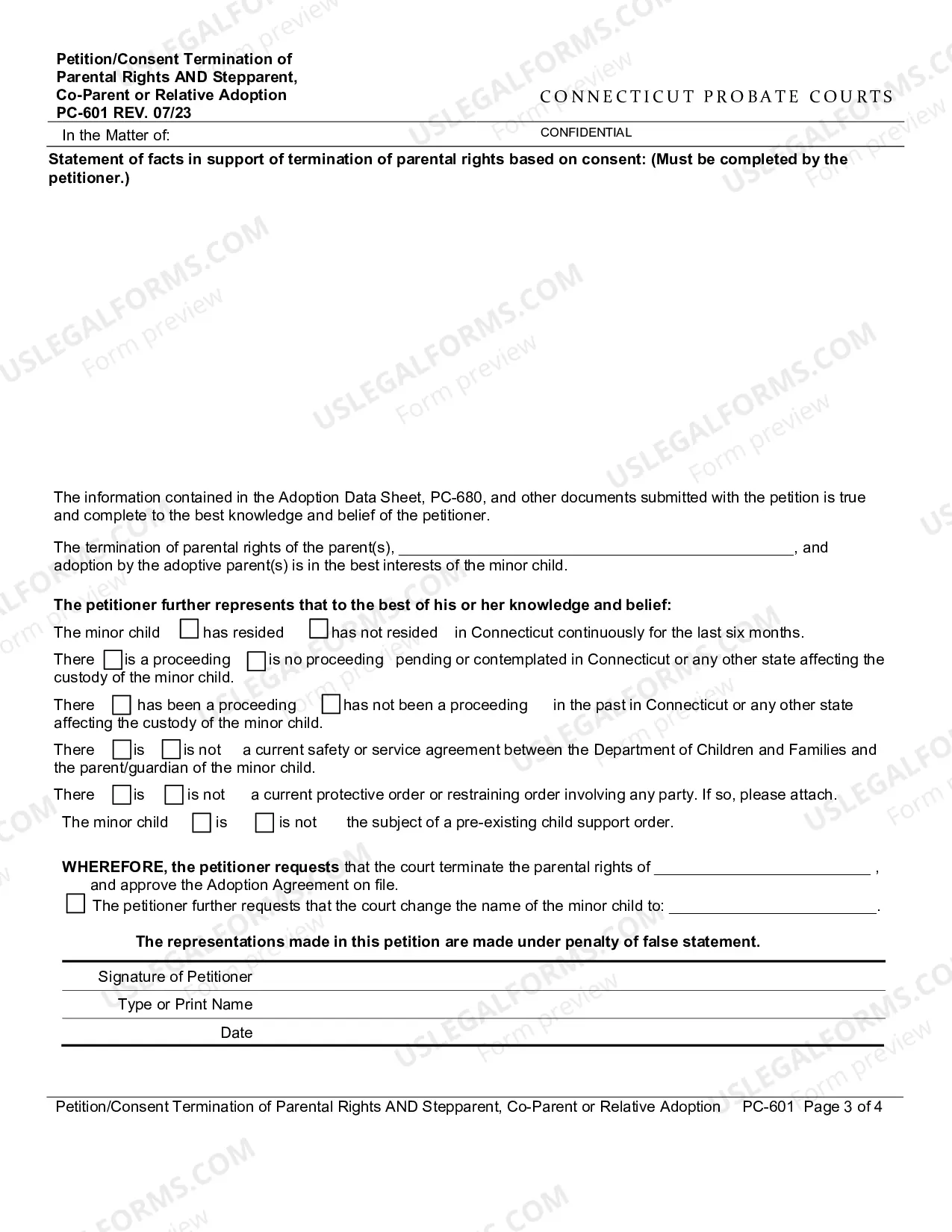 Preview Petition/Consent Termination of Parental Rights AND Stepparent, Co-Parent or Relative Adoption