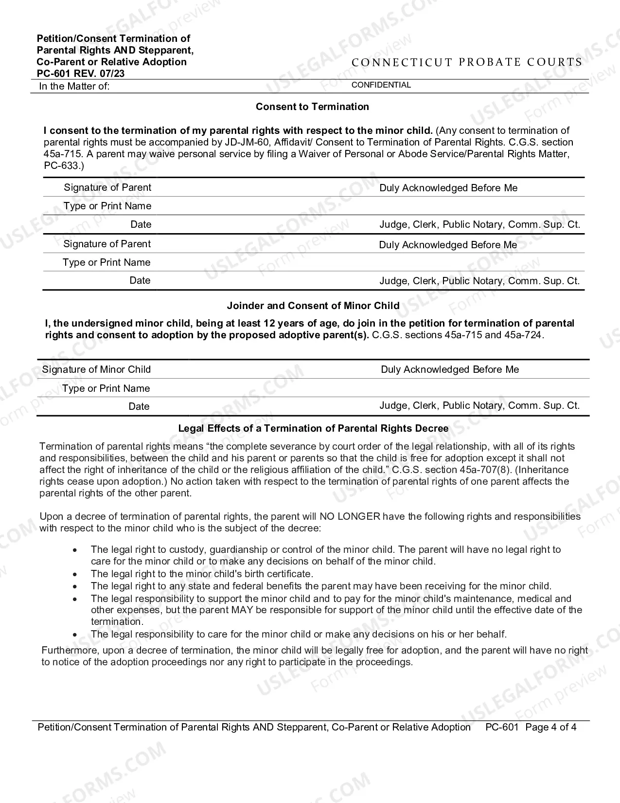 Preview Petition/Consent Termination of Parental Rights AND Stepparent, Co-Parent or Relative Adoption