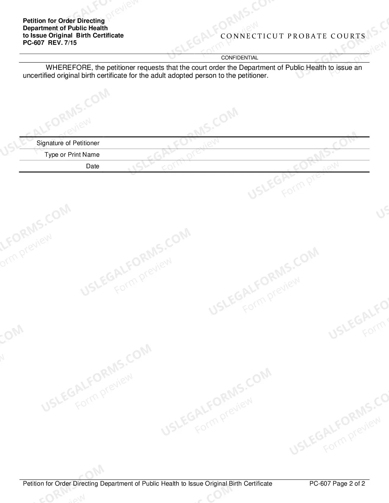 Preview Petition for Order Directing Department of Public Health to Issue Original Birth Certificate