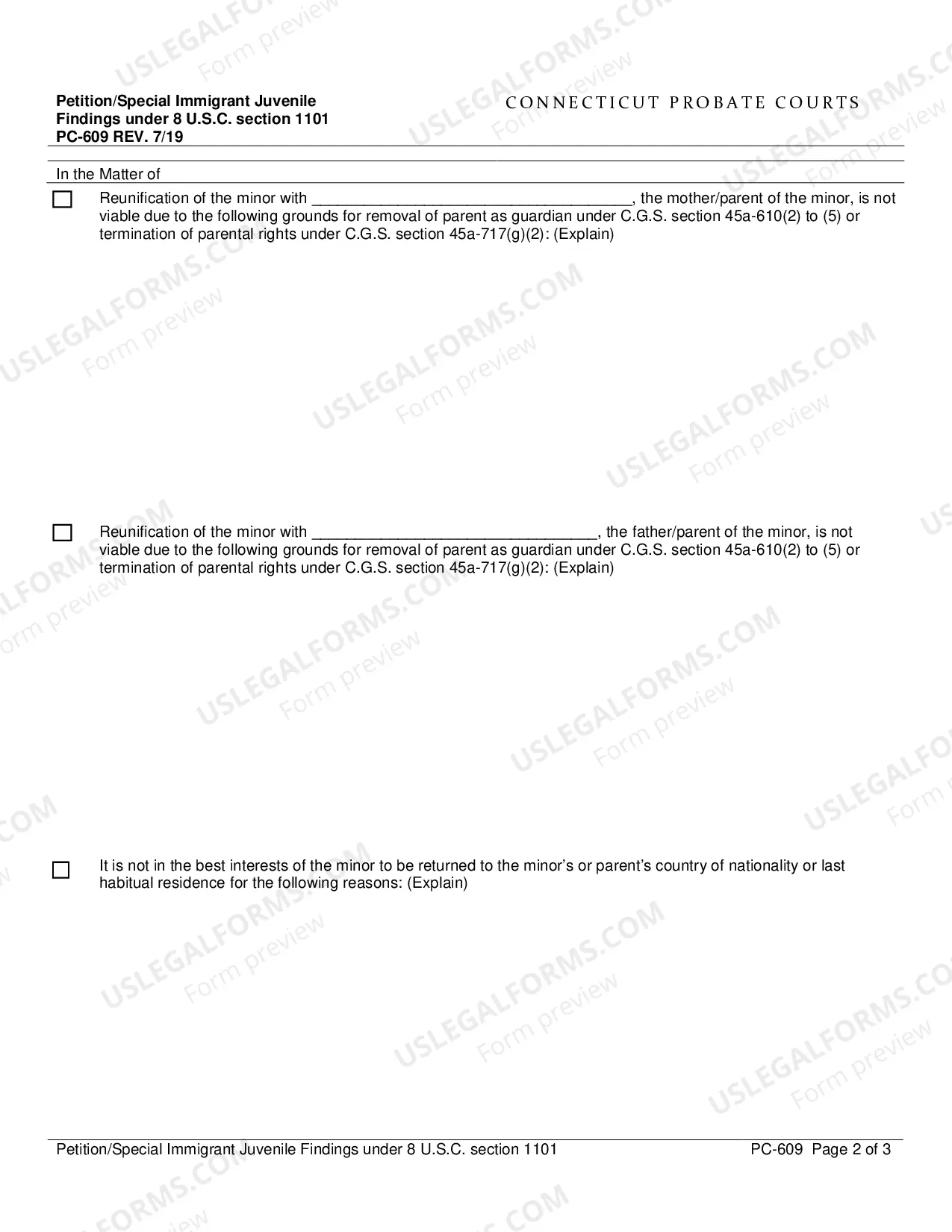 Preview Petition /Special Immigrant Juvenile Findings under 8 USC 1101