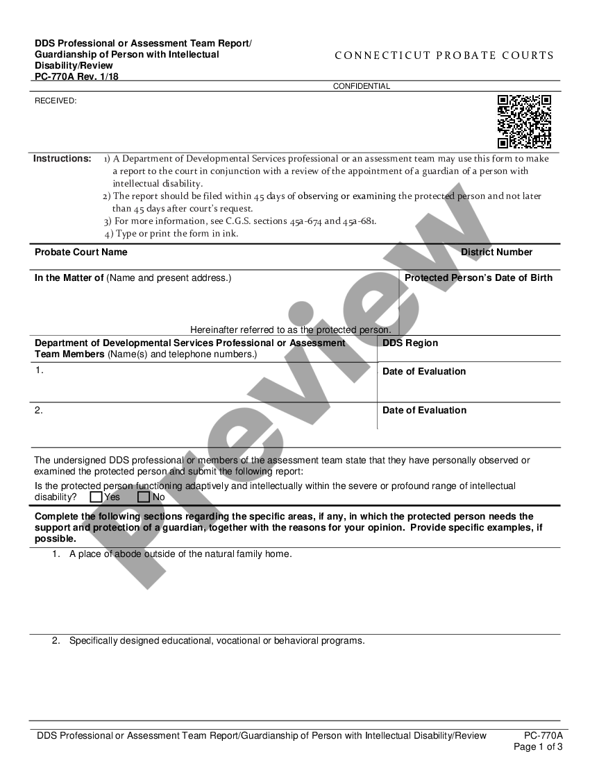 Connecticut Dds Professional Or Assessment Team Evaluation Guardianship Of Person With 3541