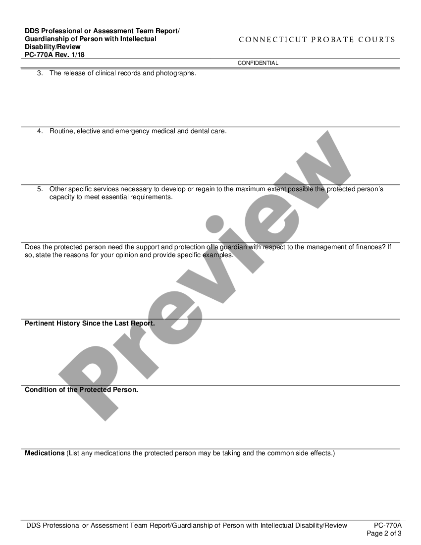 Connecticut Dds Professional Or Assessment Team Evaluation Guardianship Of Person With 3272