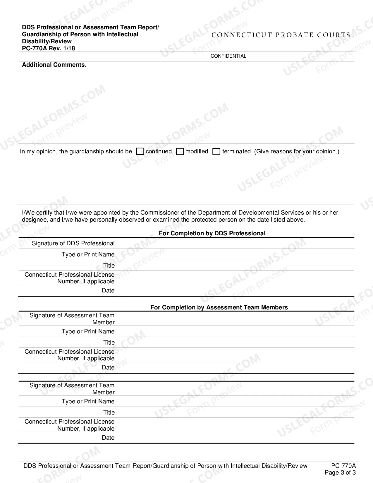 Preview DDS Professional or Assessment Team Report/Guardianship of Person with Intellectual Disability/Review