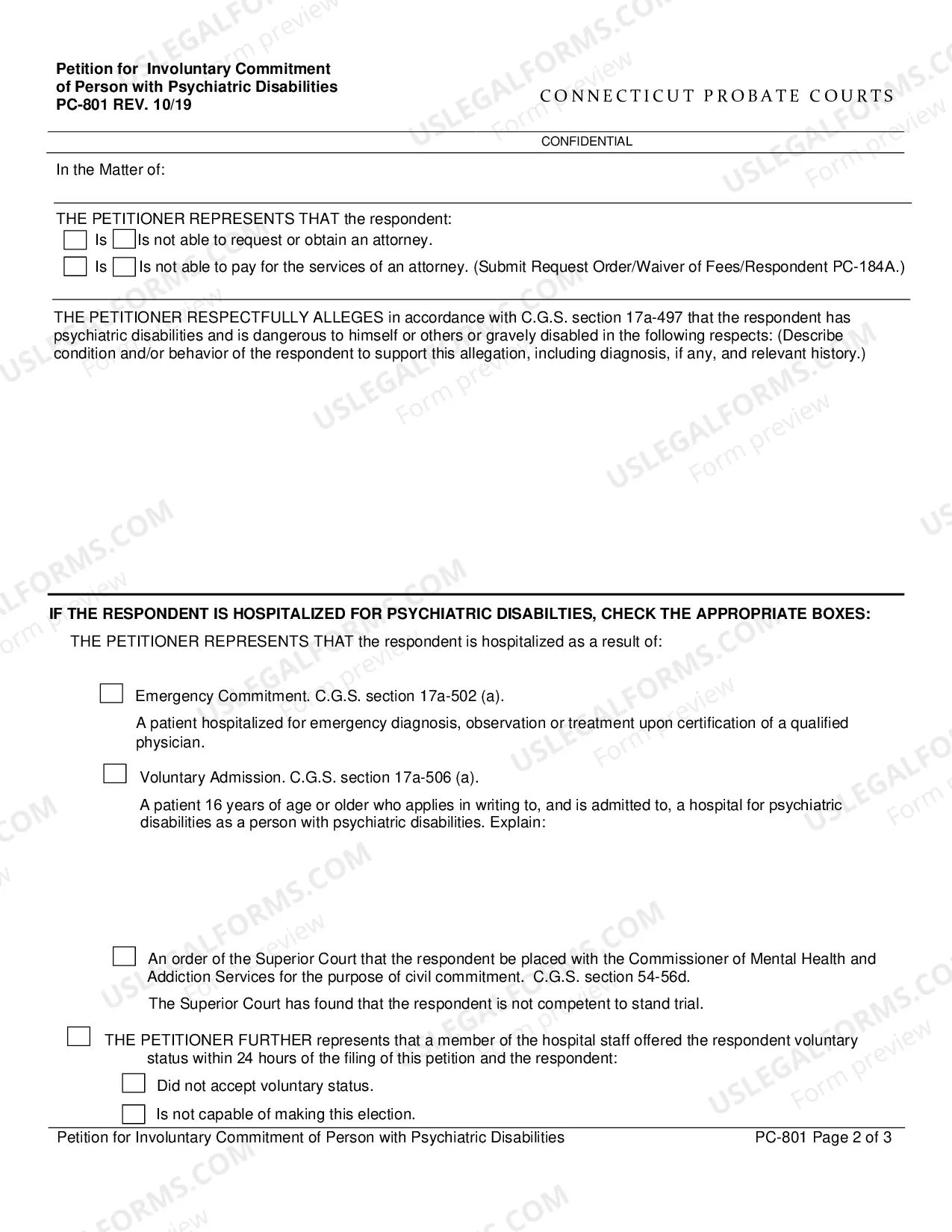 Preview Petition/Involuntary Commitment of Person with Psychiatric Disabilities