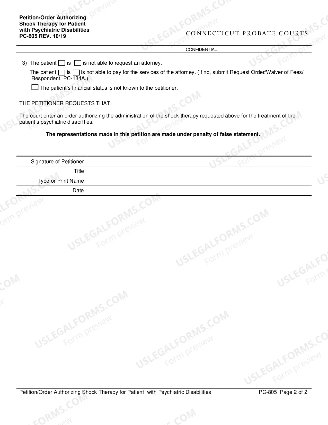 Preview Petition/Order Authorizing Shock Therapy for Patient with Psychiatric Disabilities