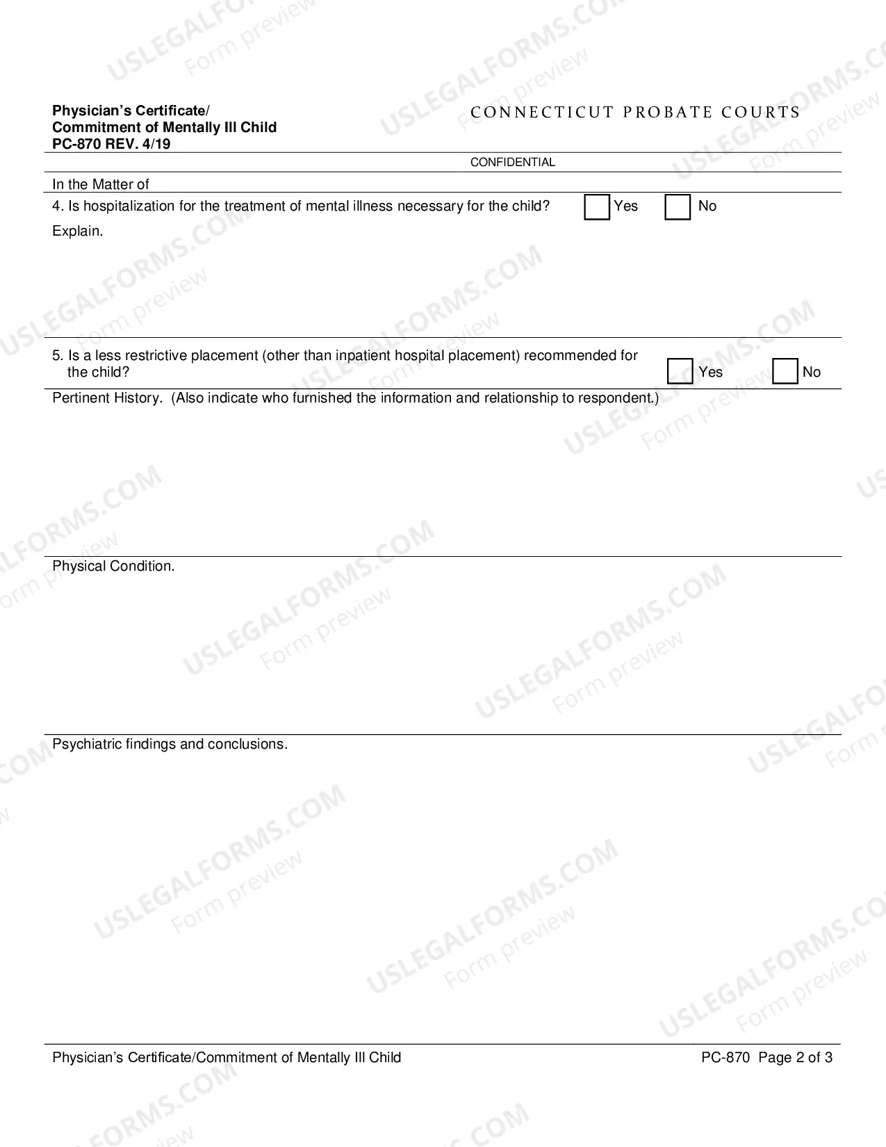 Preview Physician's Evaluation/Commitment of Mentally Ill Child (Print on legal-size paper only)