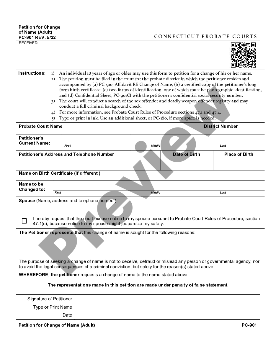page 0 Application for Change of Name - Adult preview