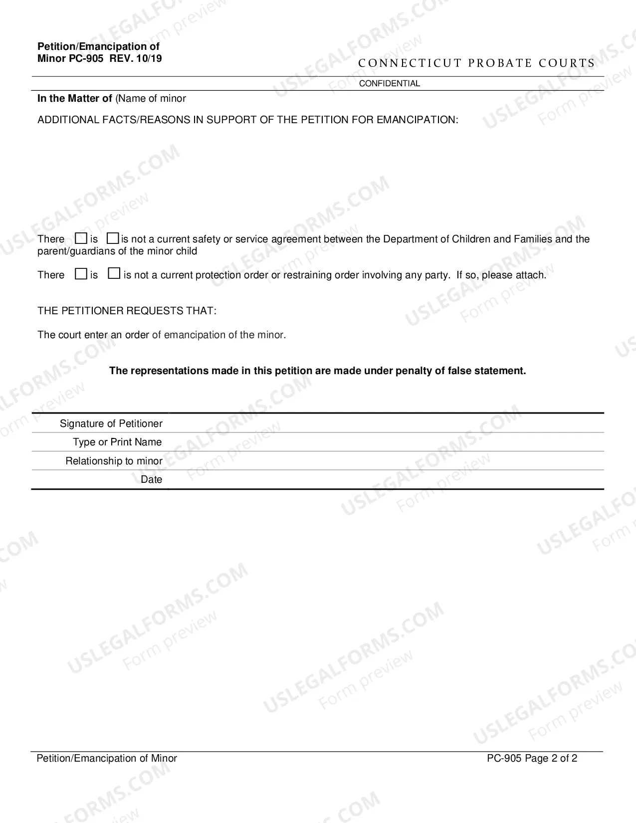 Preview Petition/Emancipation of Minor