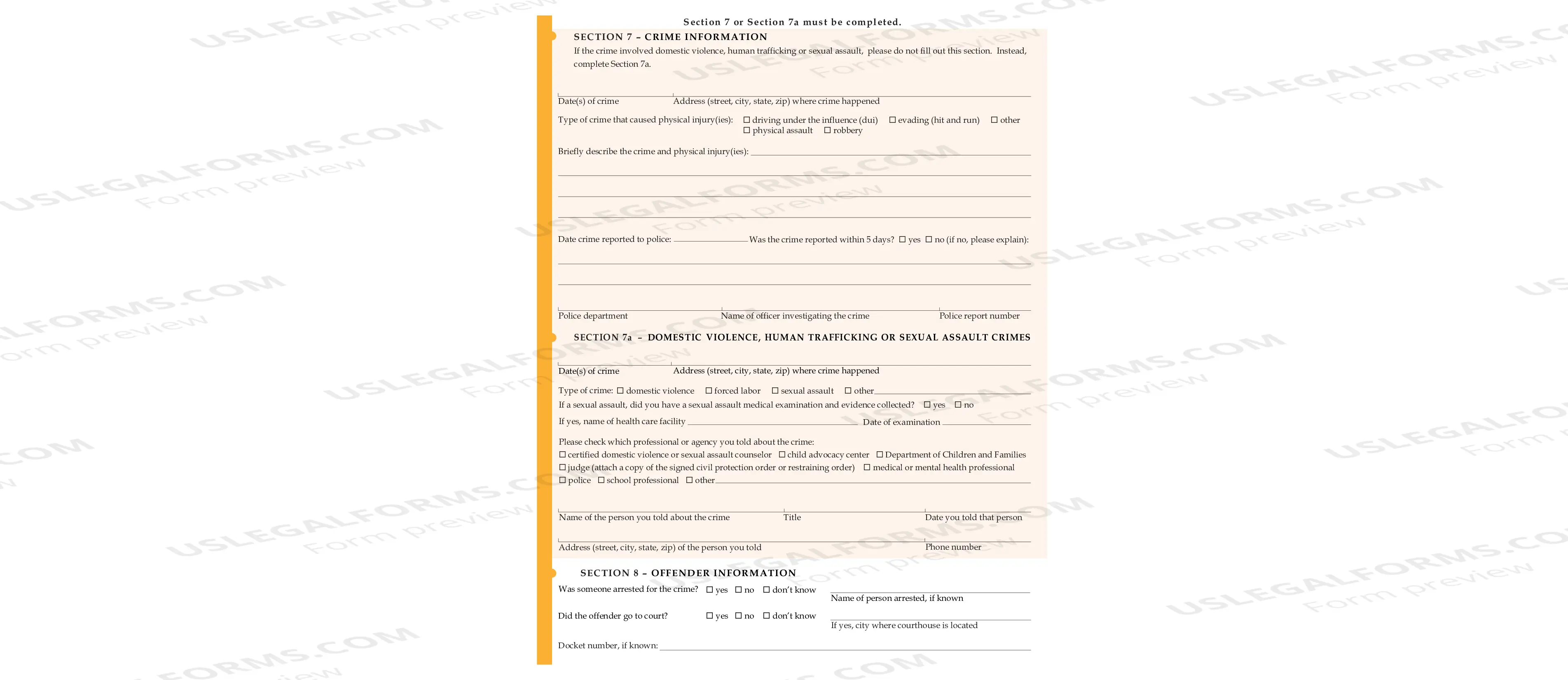 Preview Personal Injury Compensation - Application