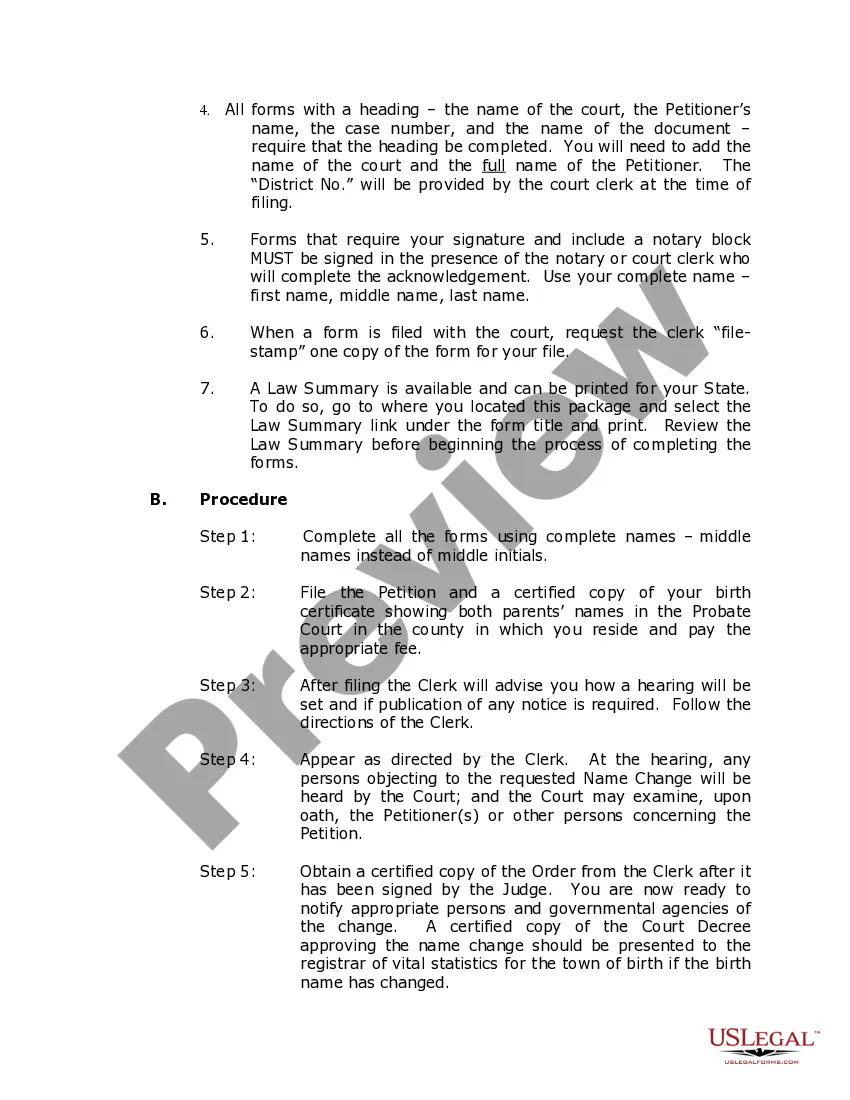 Preview Connecticut Name Change Instructions and Forms Package for an Adult