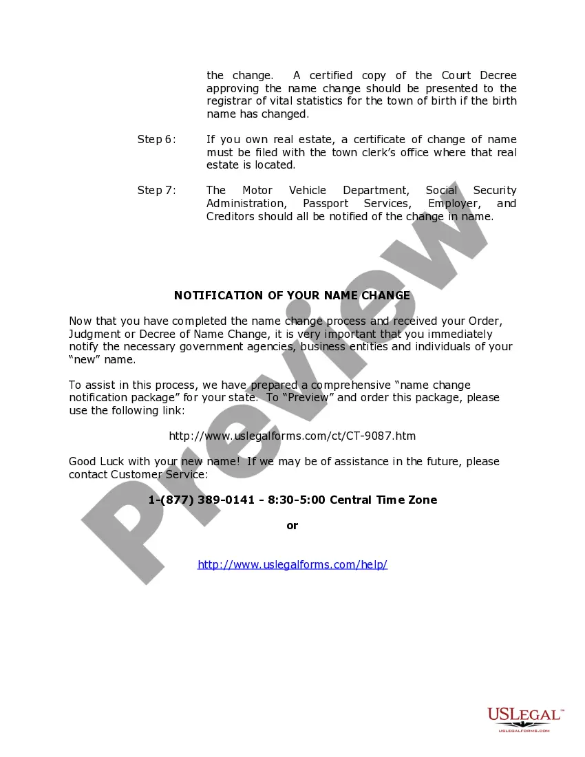 Preview Connecticut Name Change Instructions and Forms Package for a Minor