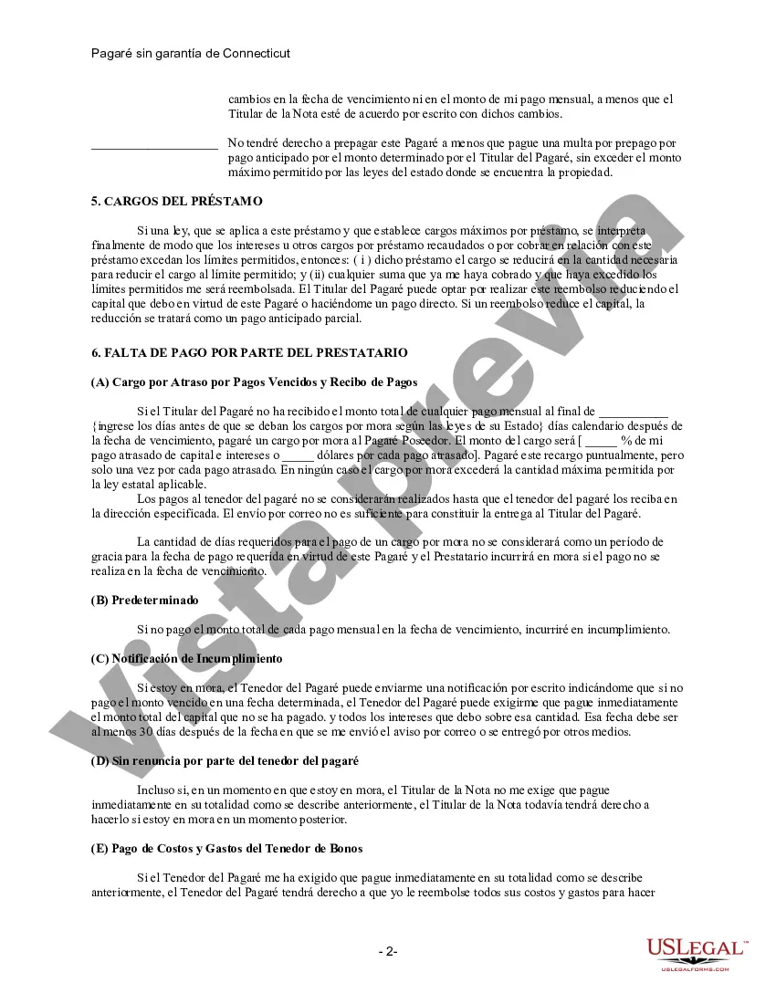 Preview Pagaré de pago a plazos no garantizado de Connecticut para tasa fija