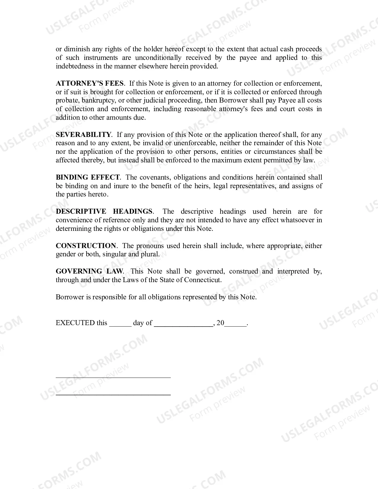 Preview Promissory Installment Note