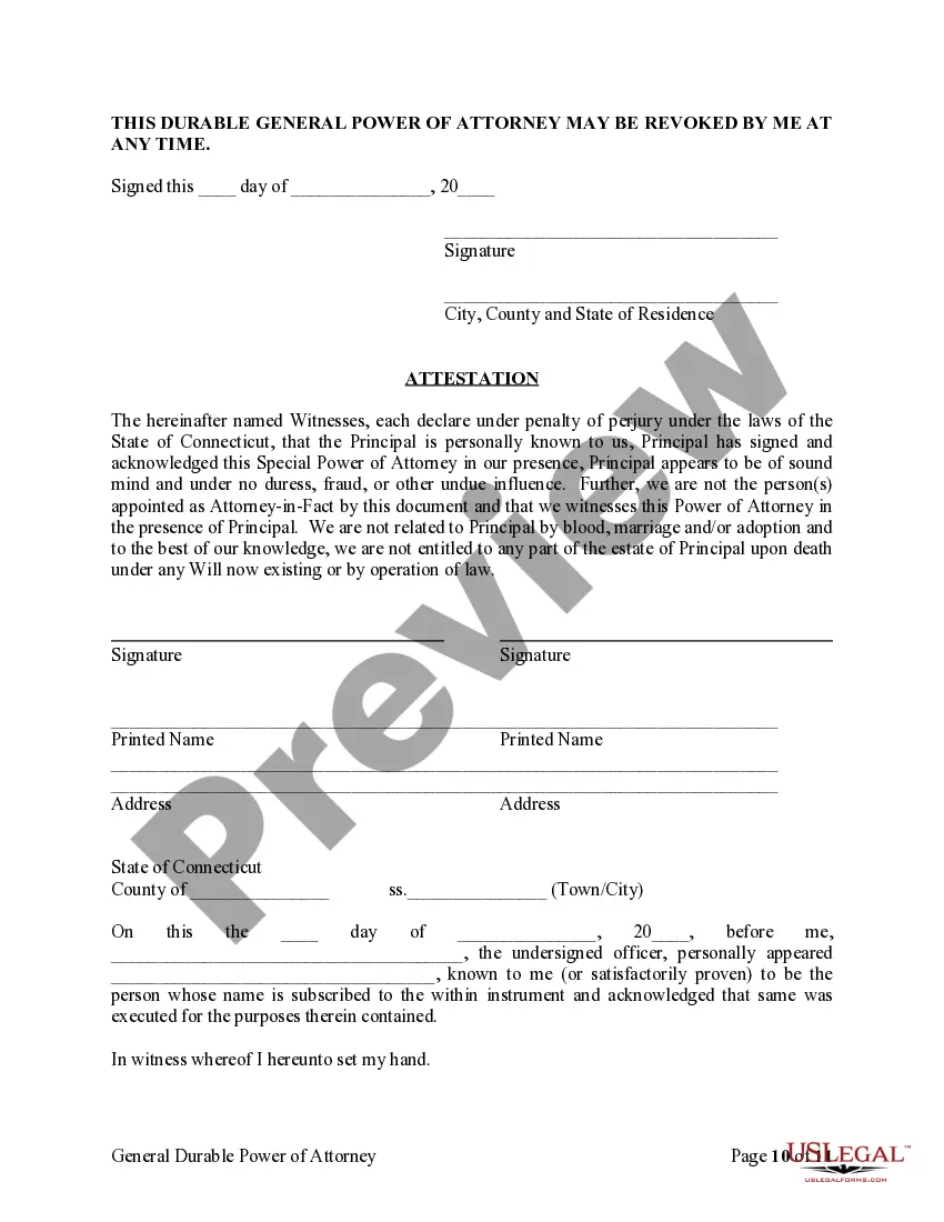 Preview General Durable Power of Attorney for Property and Finances or Financial Effective upon Disability