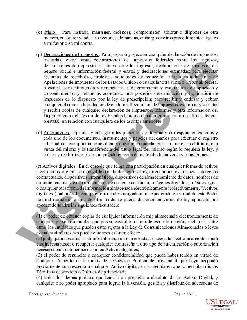 Preview Poder General Duradero para Bienes y Finanzas o Financiero Efectivo Inmediatamente