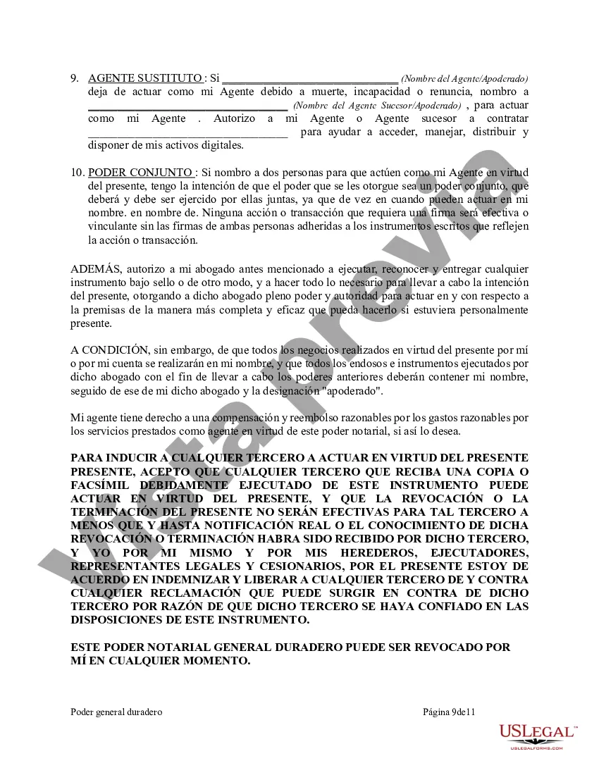 Preview Poder General Duradero para Bienes y Finanzas o Financiero Efectivo Inmediatamente