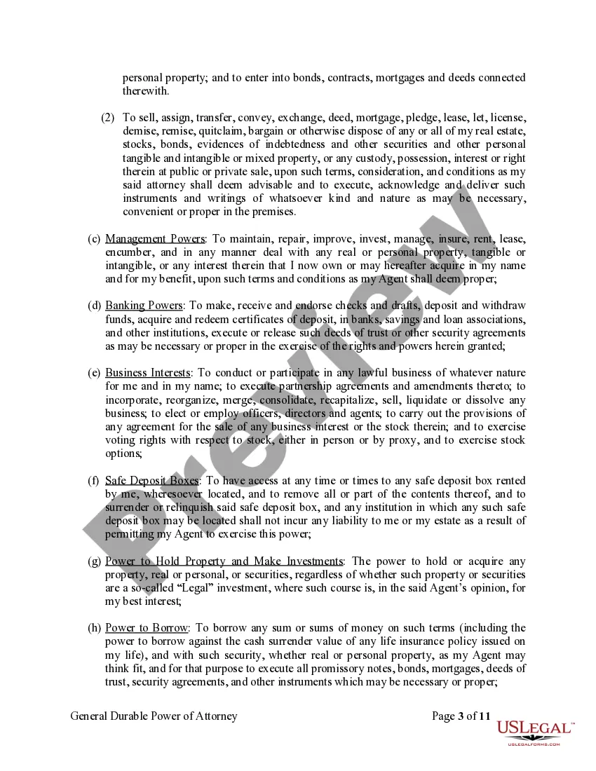 Preview General Durable Power of Attorney for Property and Finances or Financial Effective Immediately