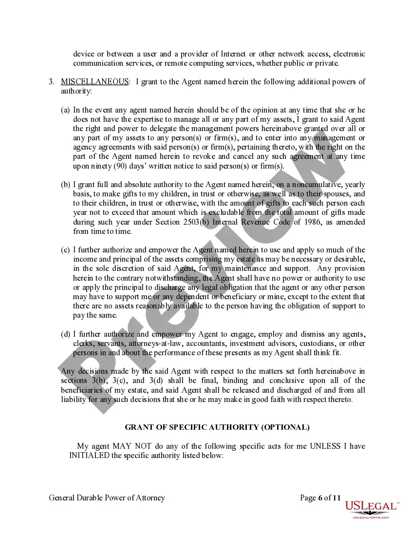 Preview General Durable Power of Attorney for Property and Finances or Financial Effective Immediately