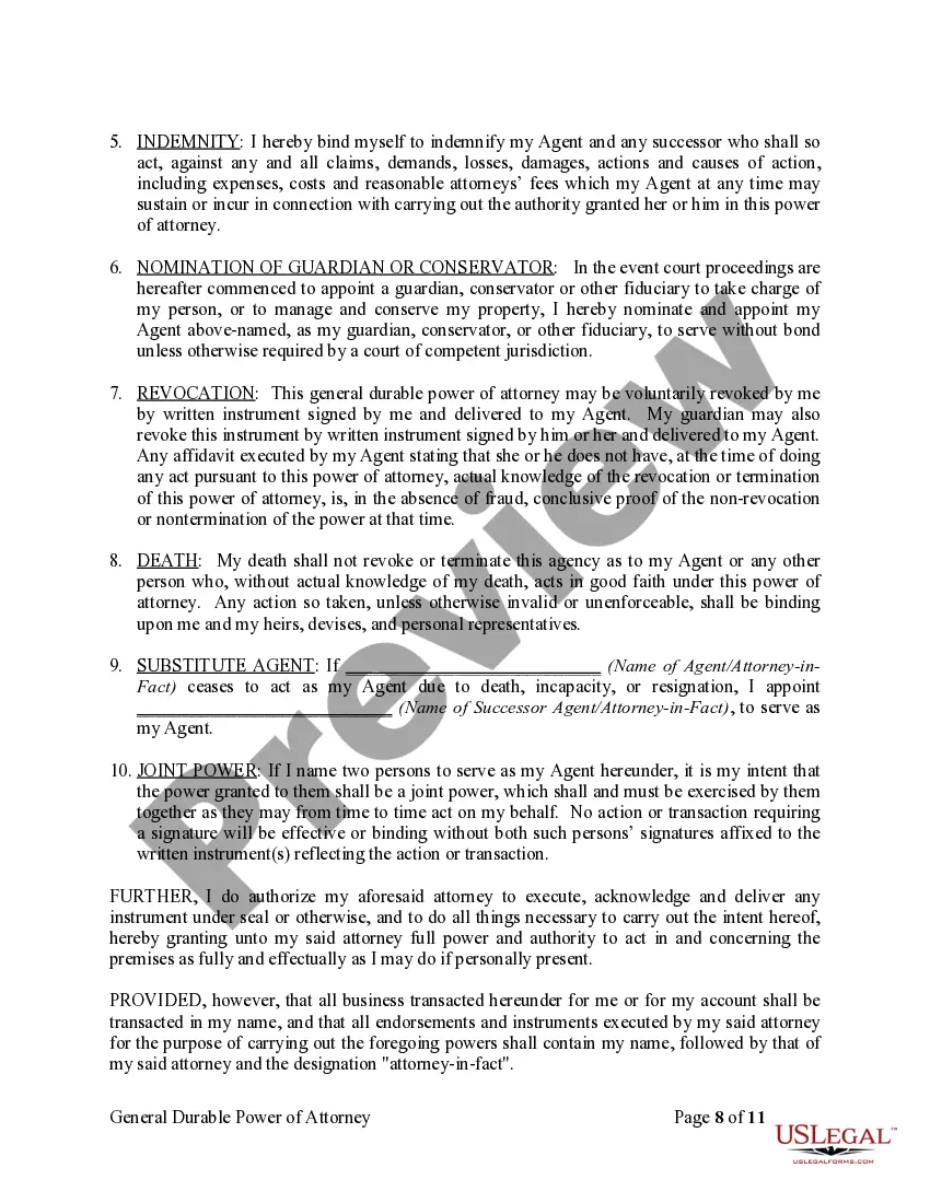 Preview General Durable Power of Attorney for Property and Finances or Financial Effective Immediately