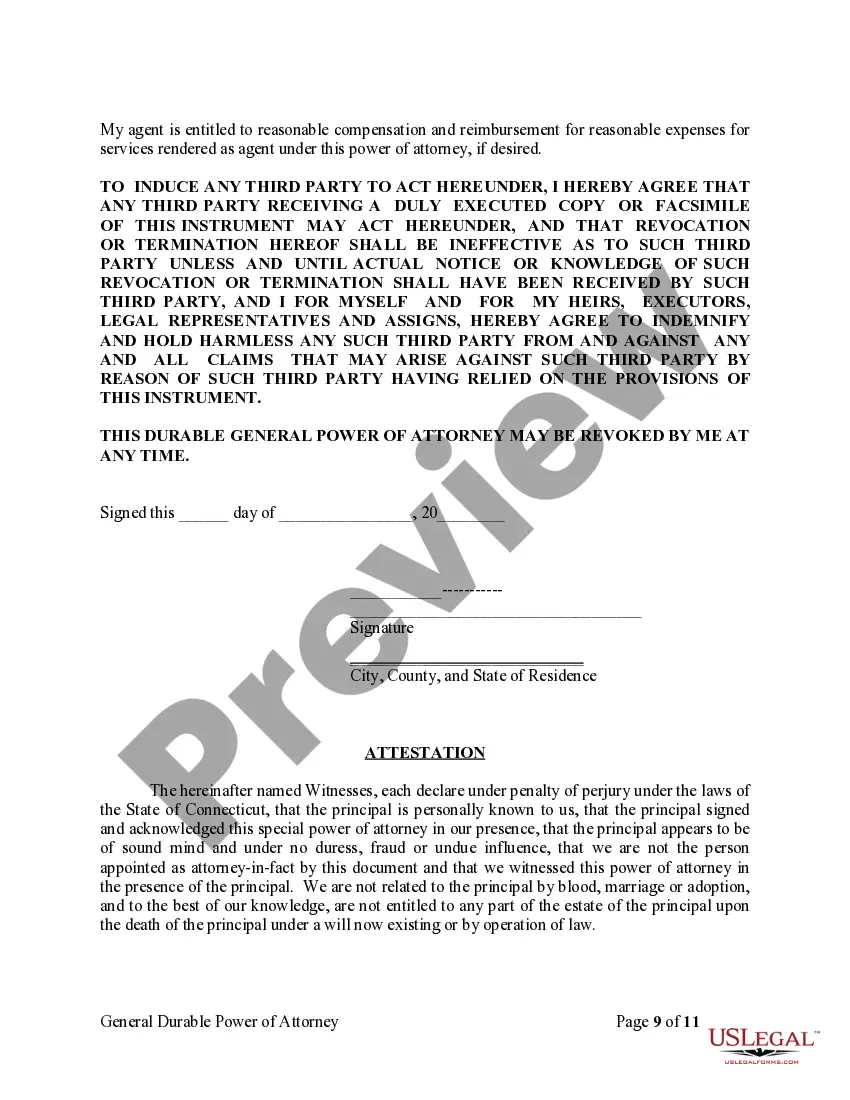 Preview General Durable Power of Attorney for Property and Finances or Financial Effective Immediately