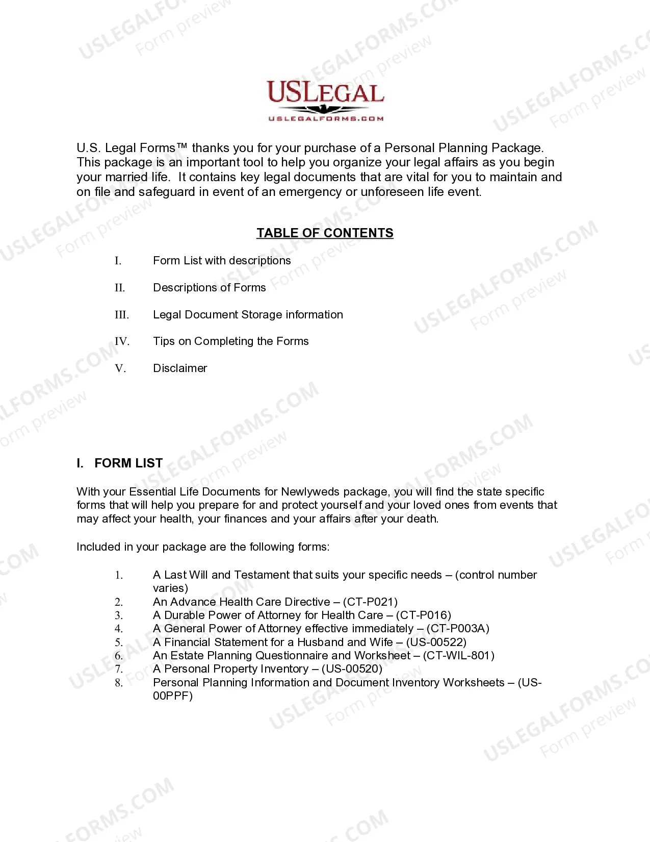 Preview Connecticut Essential Legal Life Documents for Newlyweds