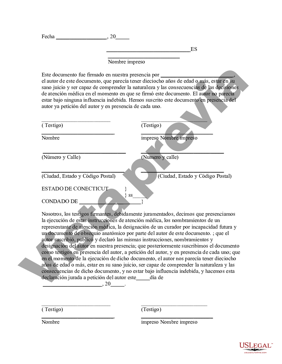 Connecticut Poder Notarial Duradero Legal Para La Atención De La Salud Designación De Un 0201