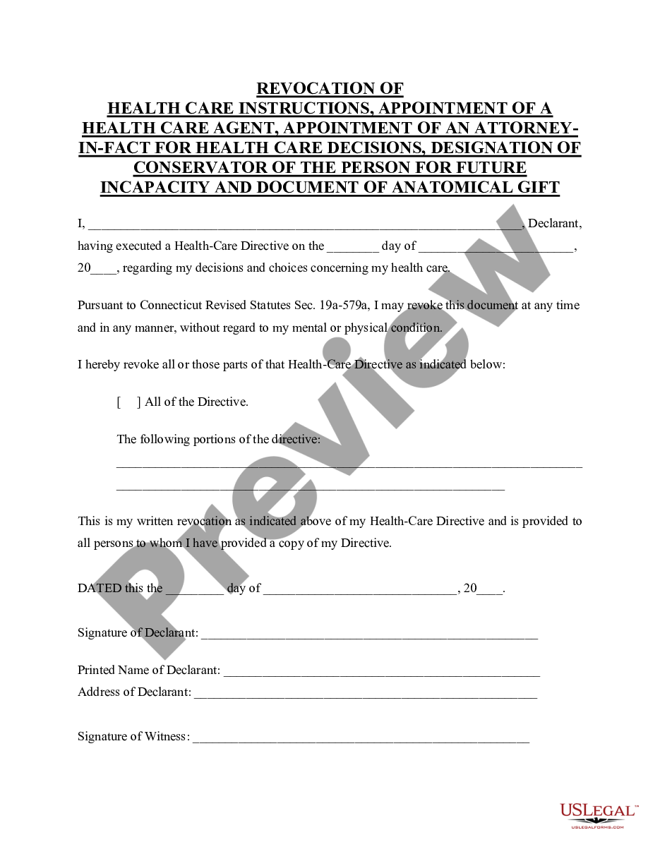 page 0 General Revocation of Power of Attorney and Health Care Directives for Connecticut preview
