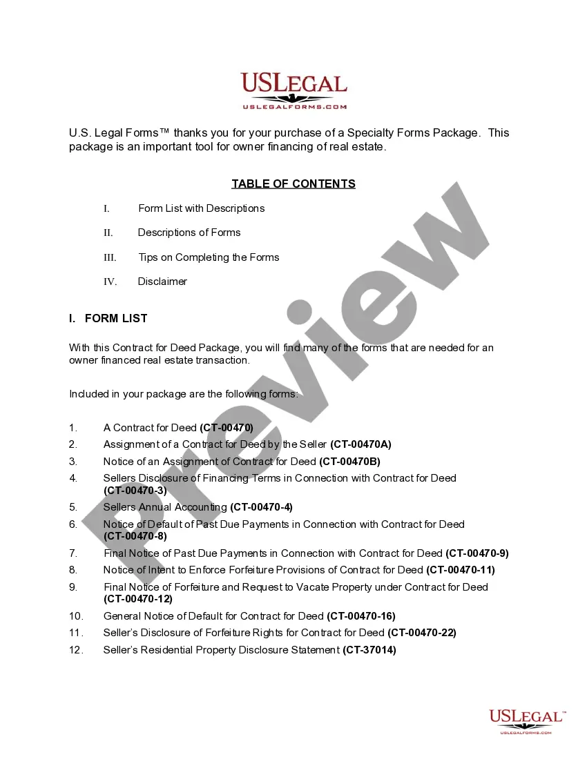 Preview Connecticut Contract for Deed Package